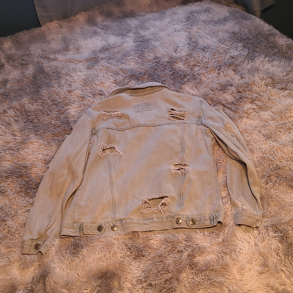 Distressed Light Blue Denim Jacket Forever 21 Size M - Picture 4 of 13